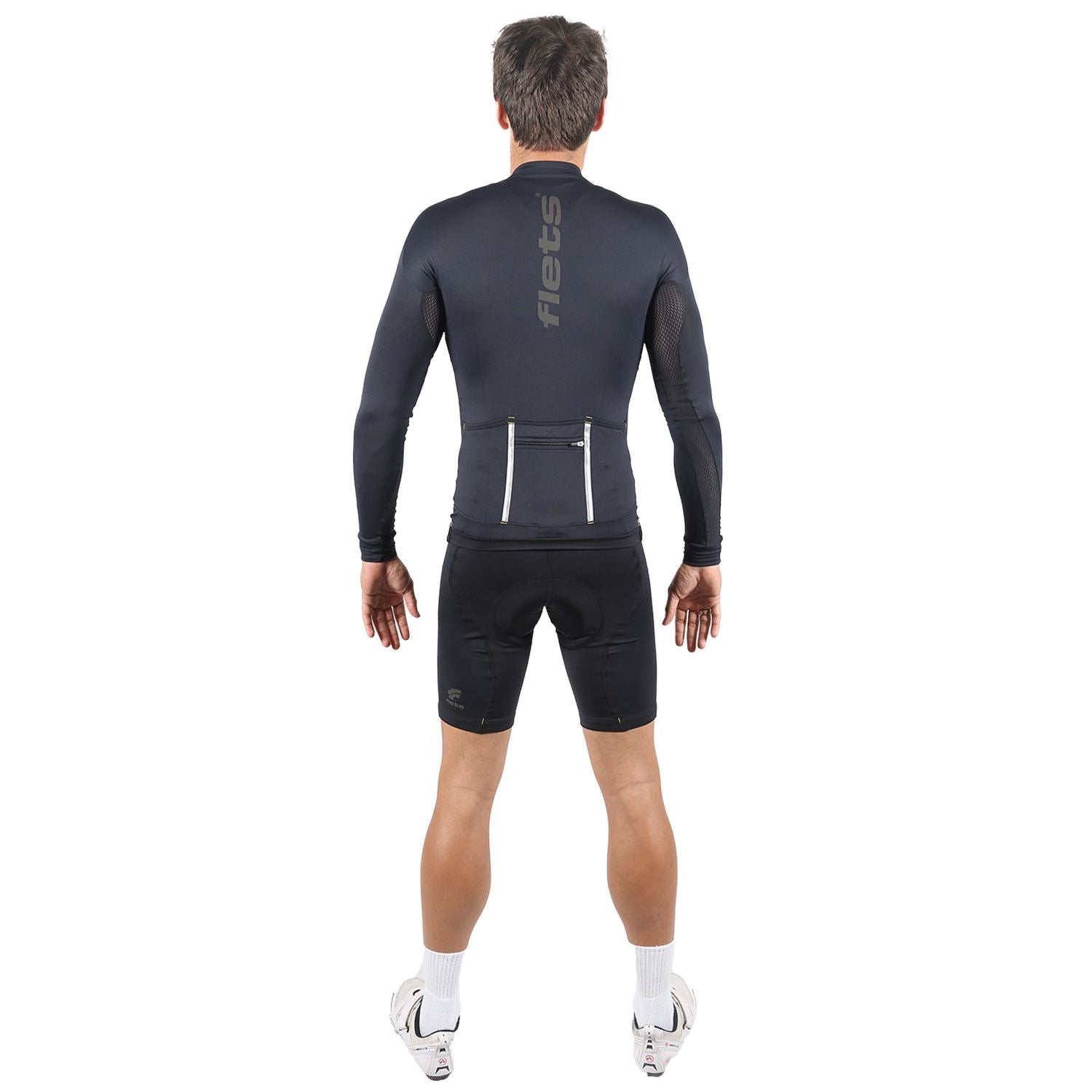 Jersey Manga Longa Masculina | AllBlack Camisa Ciclismo Masculina Parte de Cima FLETS 