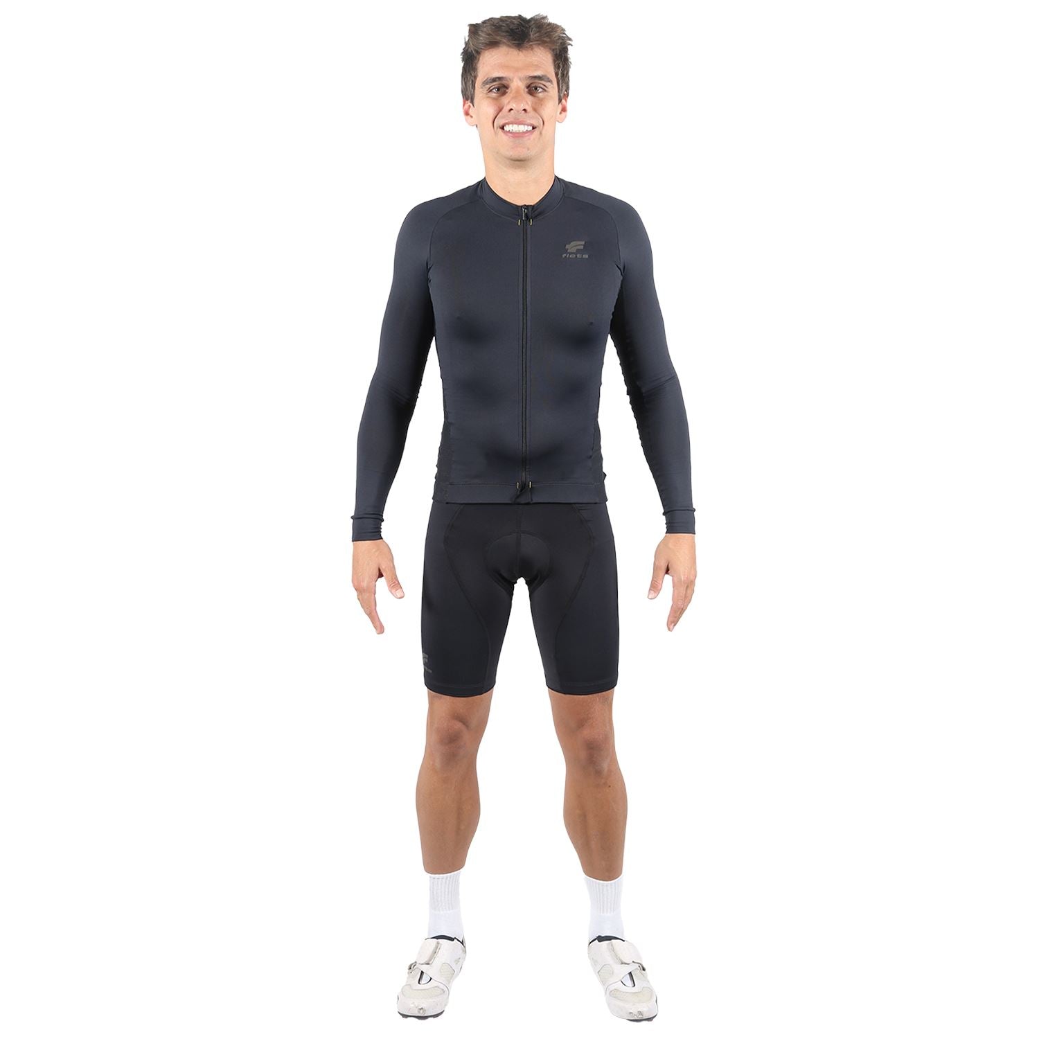 Jersey Manga Longa Masculina | AllBlack Camisa Ciclismo Masculina Parte de Cima FLETS 
