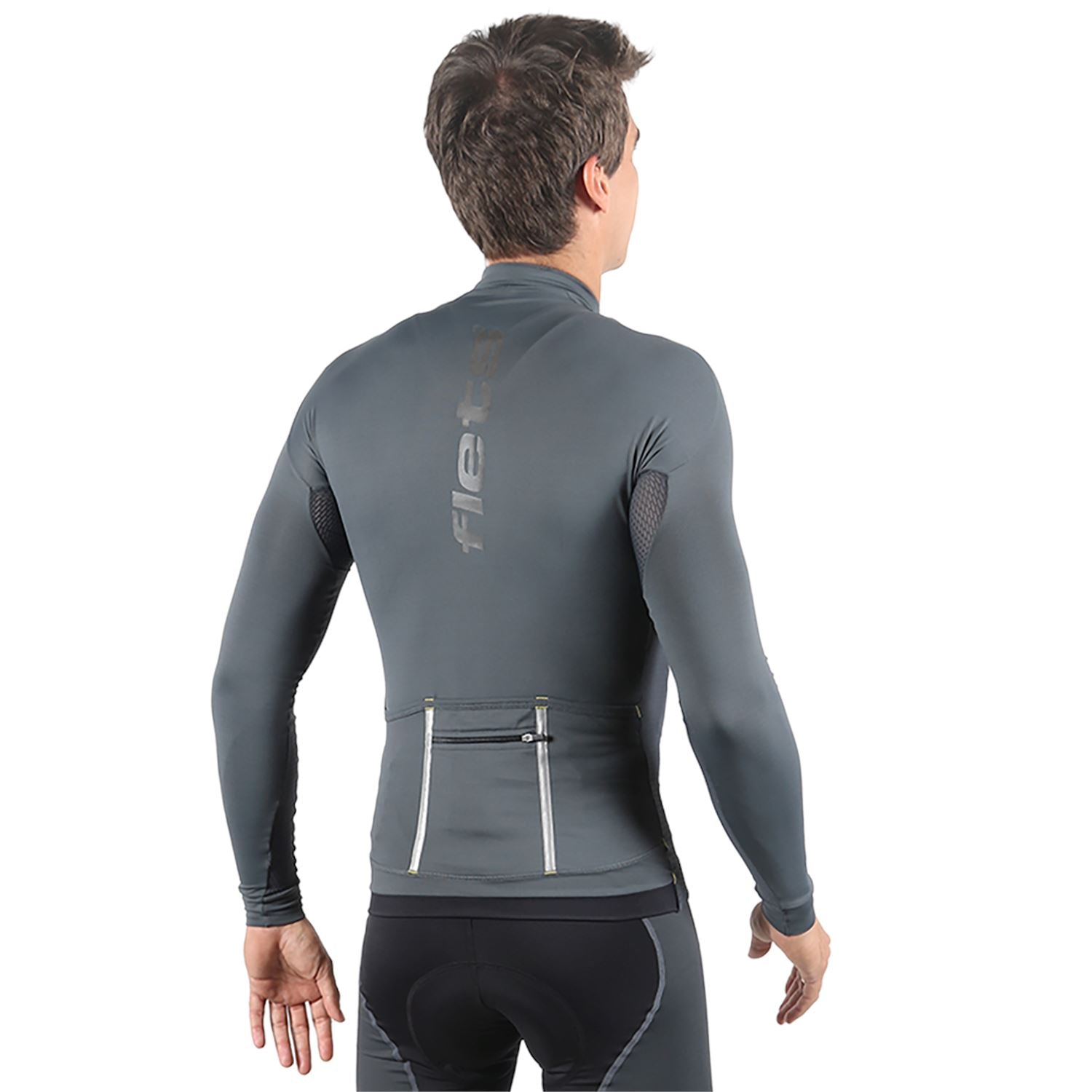Jersey Manga Longa Masculina | Estanho Camisa Ciclismo Masculina Parte de Cima FLETS 
