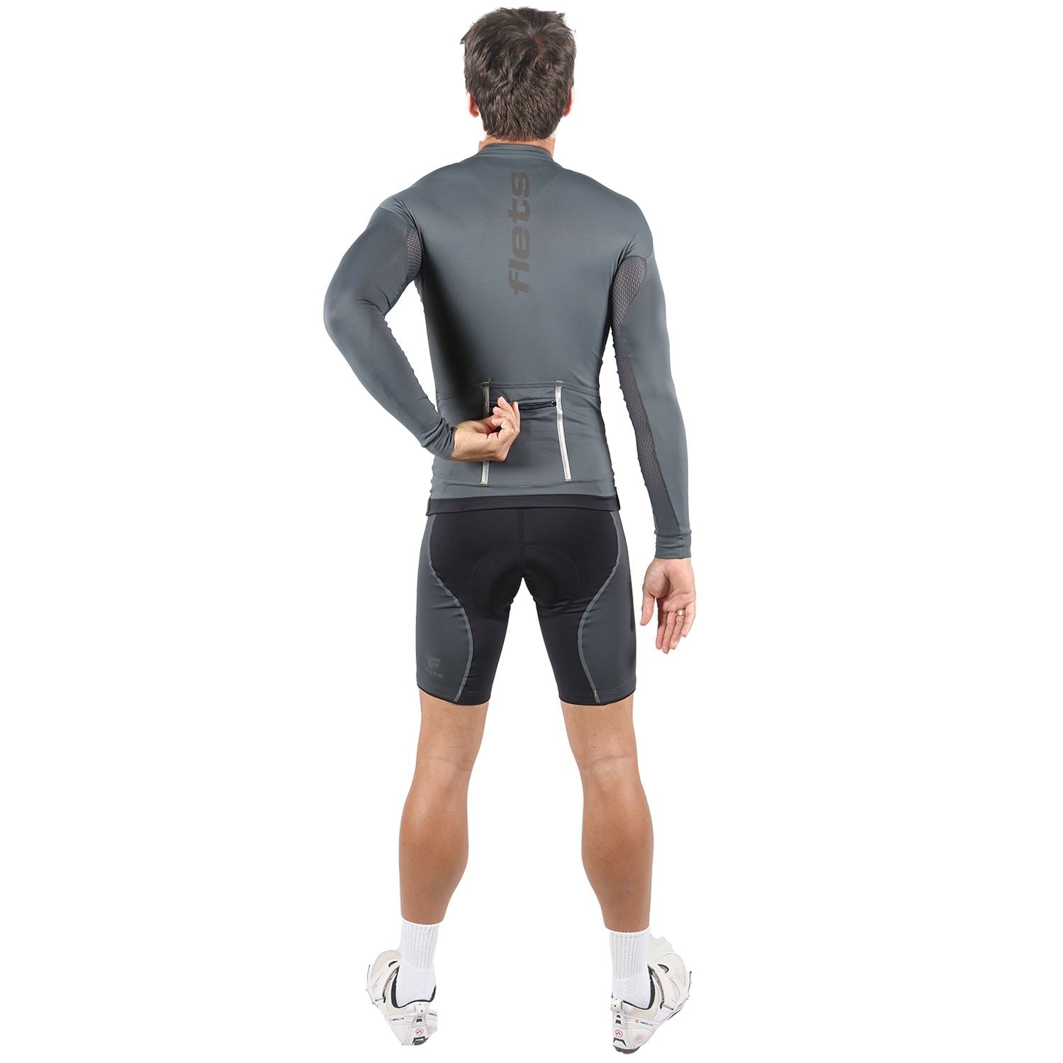 Jersey Manga Longa Masculina | Estanho Camisa Ciclismo Masculina Parte de Cima FLETS 