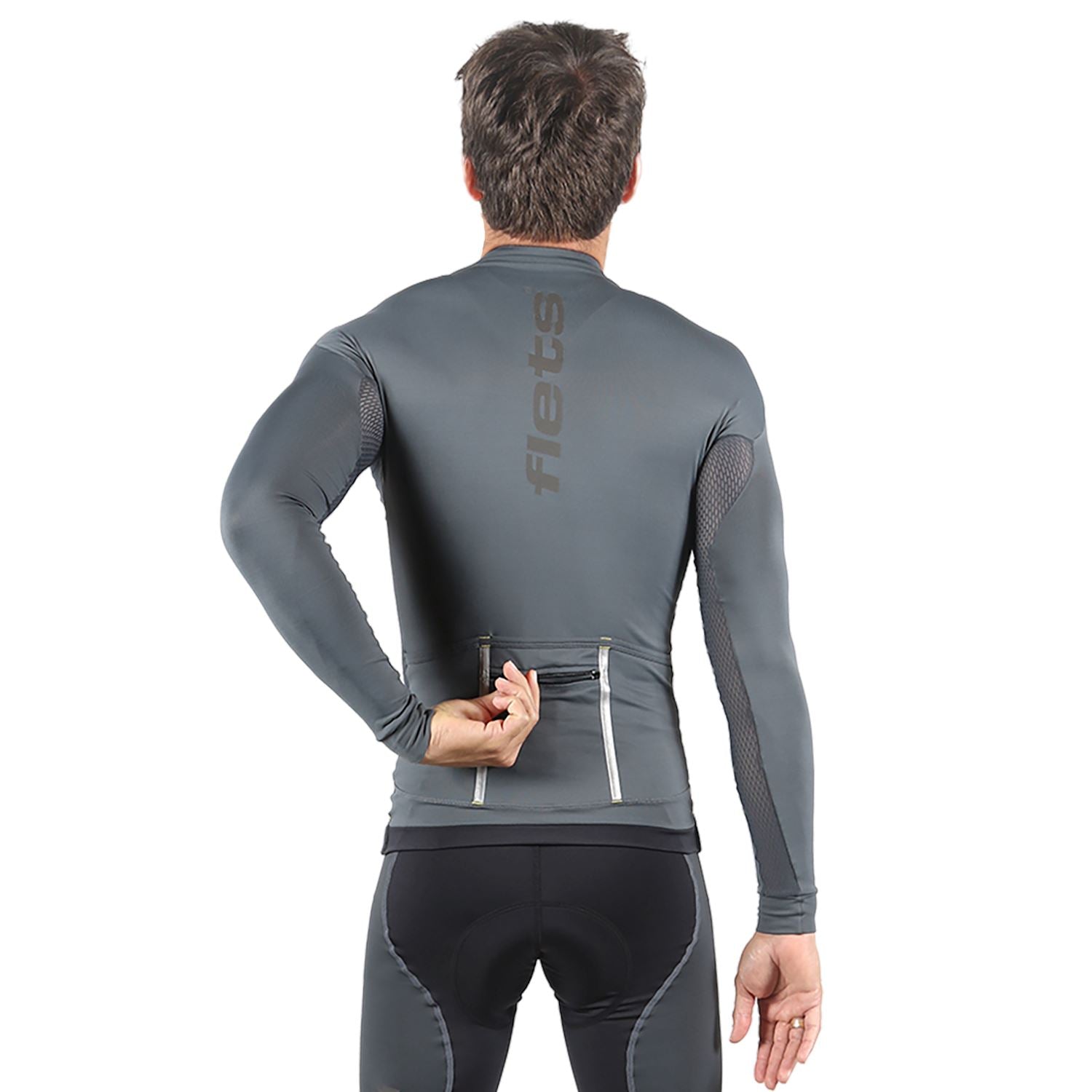 Jersey Manga Longa Masculina | Estanho Camisa Ciclismo Masculina Parte de Cima FLETS 