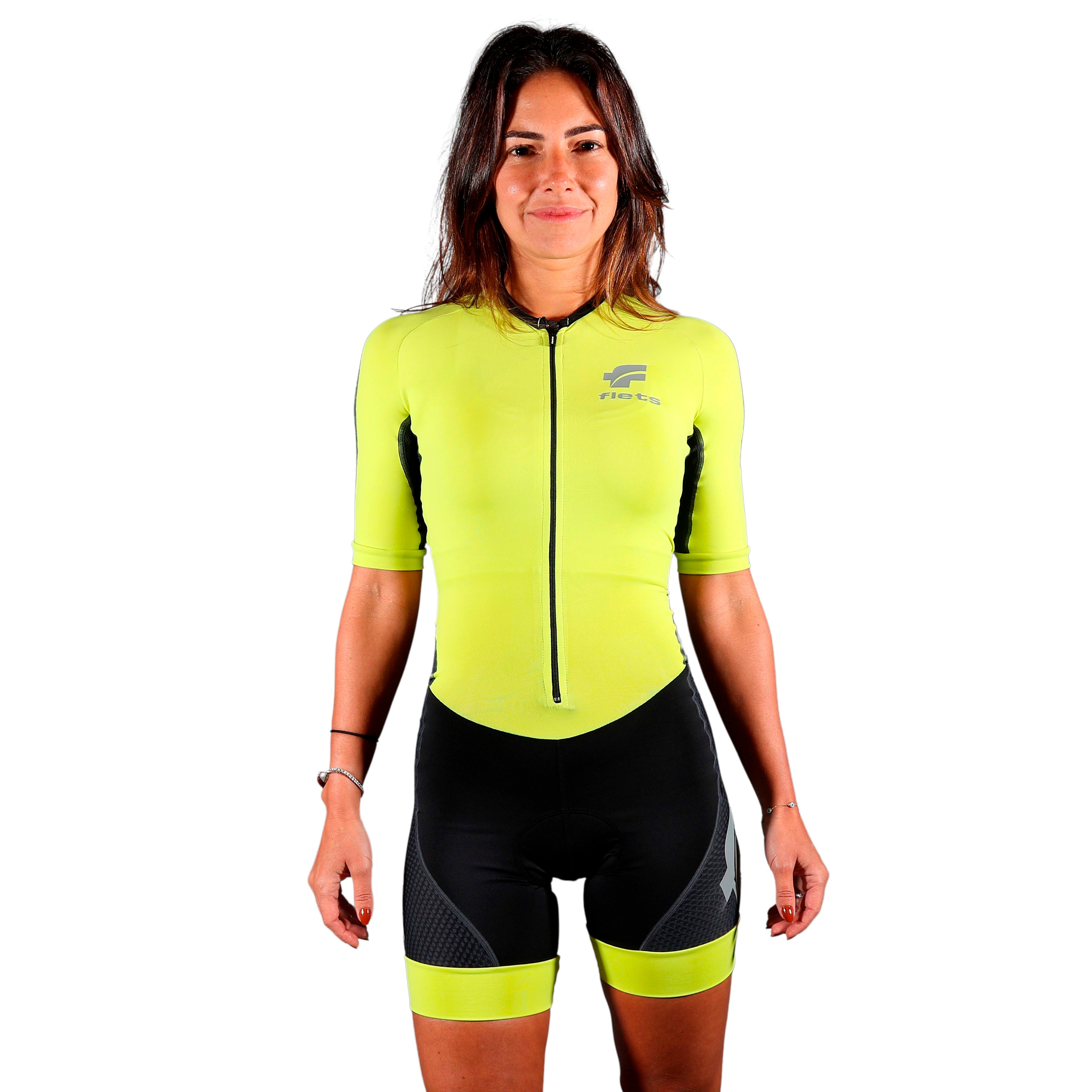 Macaquinho CICLISMO c/manga VERDE l Fem Macaquinho Ciclismo Feminino Compressão Flets 