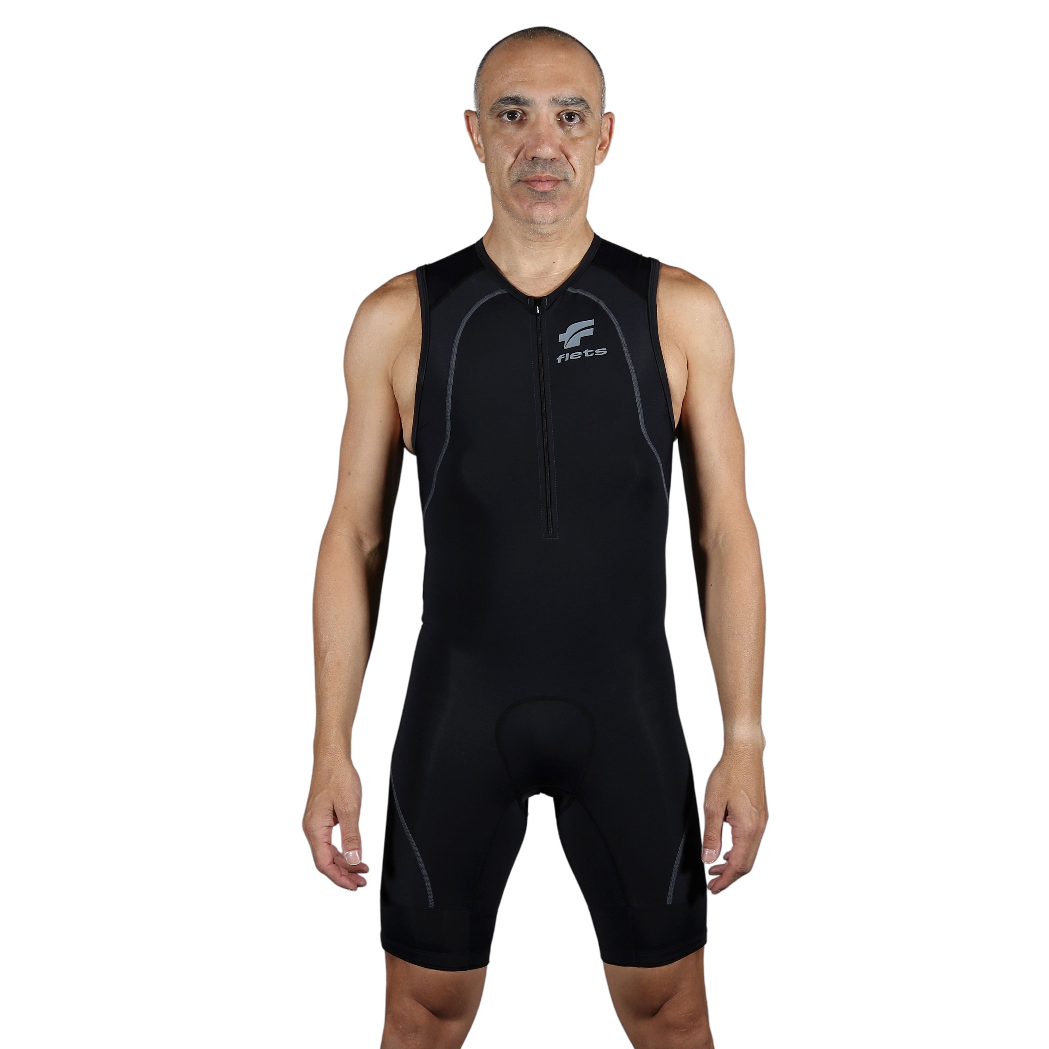 Macaquinho TRIATHLON s/manga PRETO l Masc Macaquinho Triathlon Masculino Compressão Corpo Inteiro Flets 