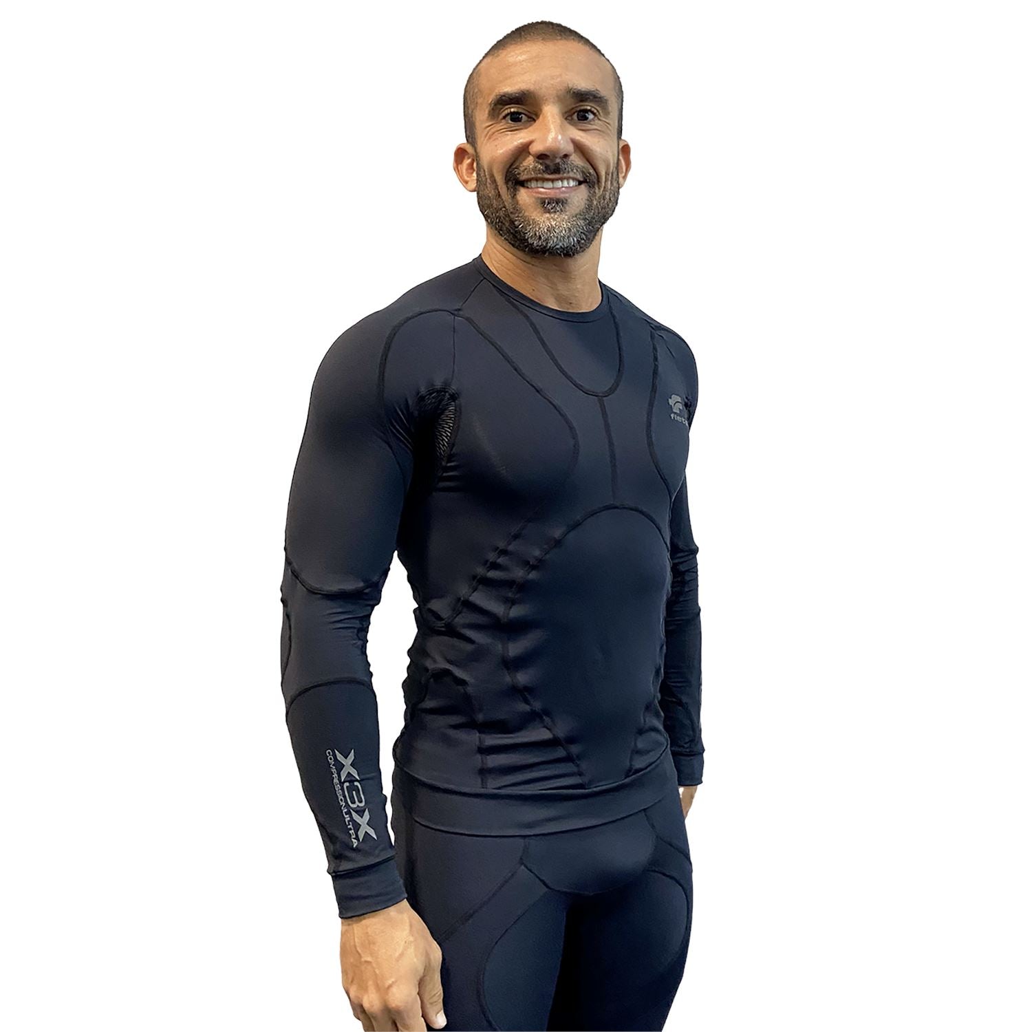 Prolayer Masc l X3X Compression Ultra AllBlack Camisa Prolayer Masculina Parte de Cima FLETS 