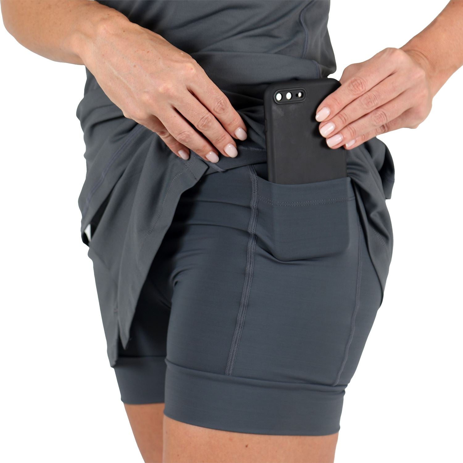 Saia Shorts l Estanho Saia Shorts Feminino Fitness Parte de Baixo FLETS 