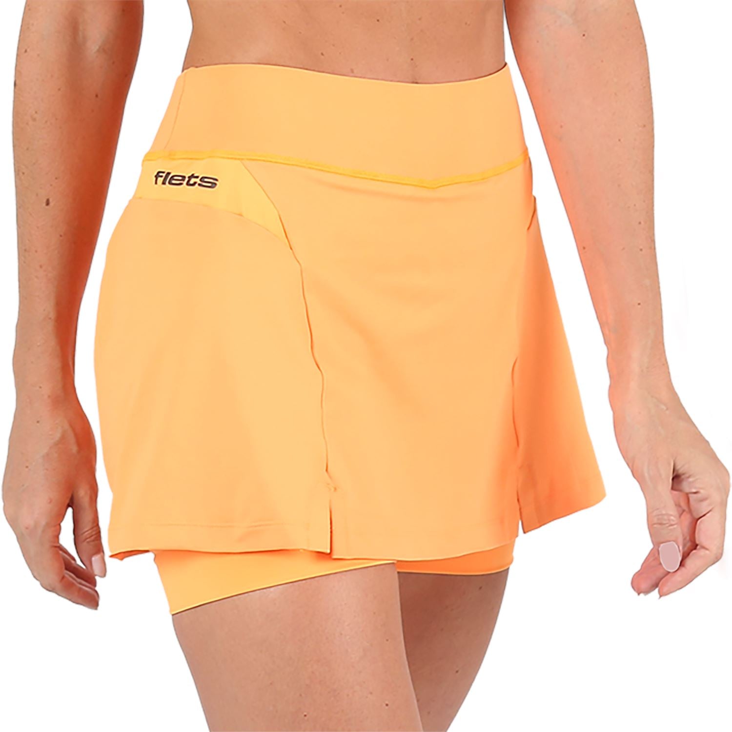 Saia Shorts l Laranja Flúor Saia Shorts Feminino Fitness Parte de Baixo FLETS 