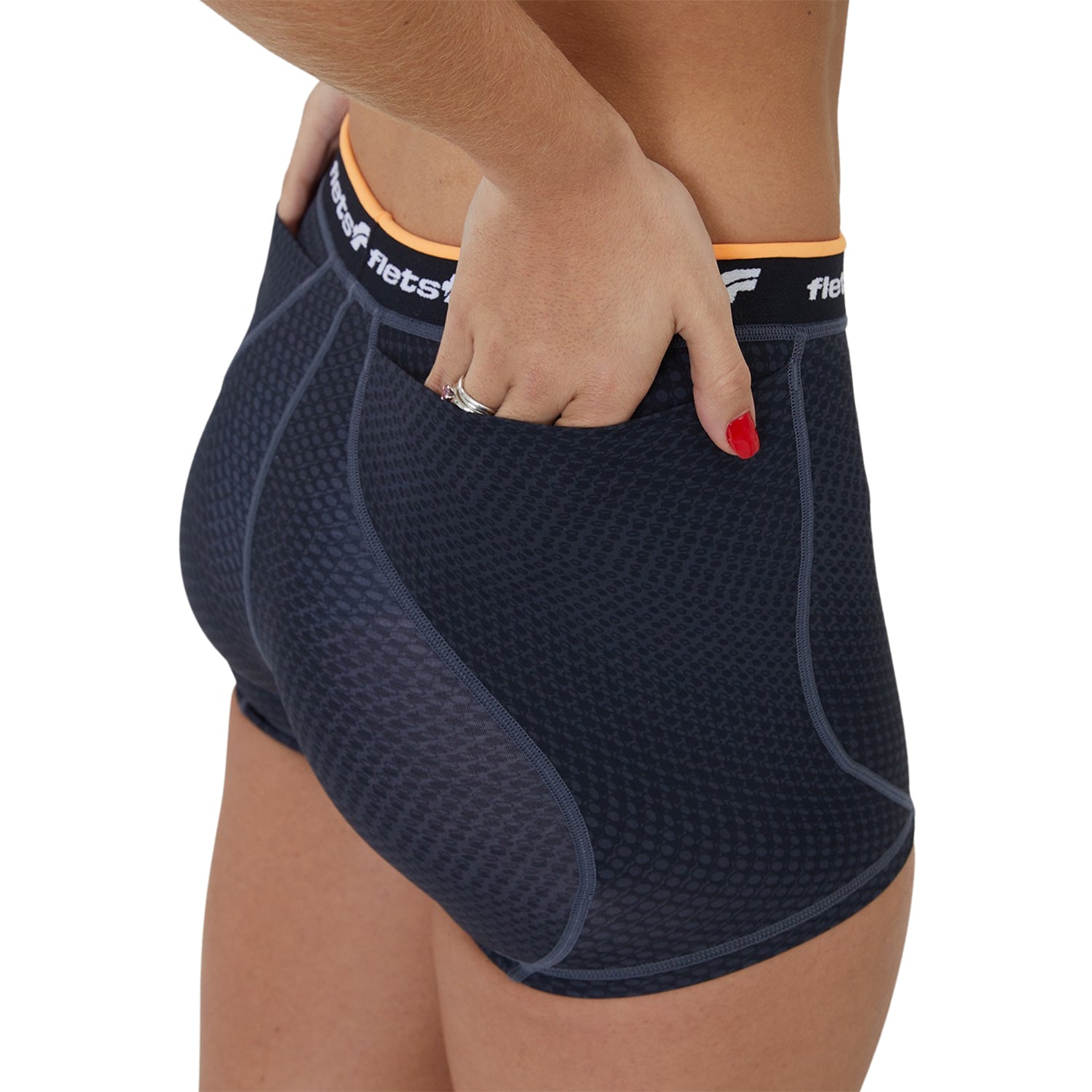 Shorts Multisport c/Bolso - FFE Detalhe LARANJA l Fem Shorts Crossfit/Run Flets 