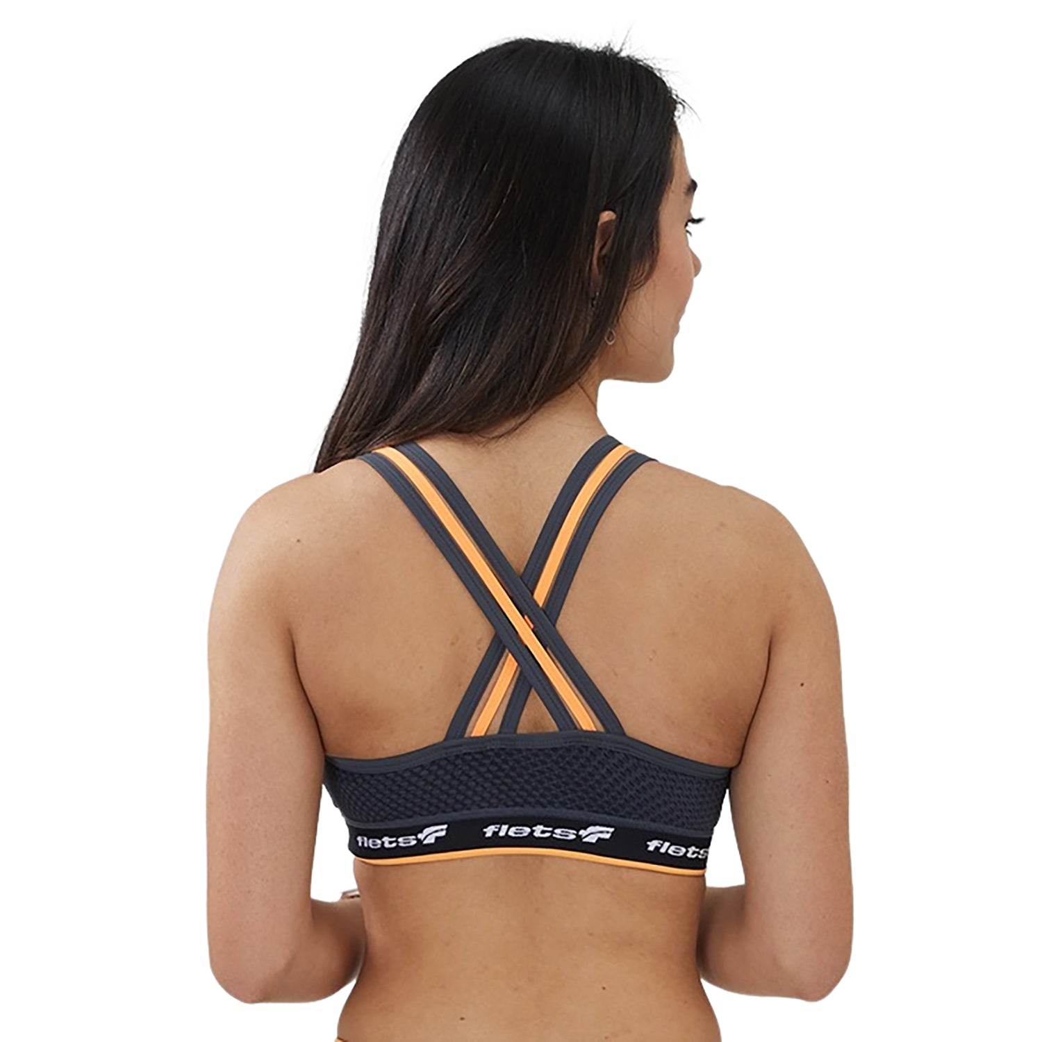Top Alça Tripla - FFE c/detalhe LARANJA l Fem Top Alça Tripla Feminino Compressão Parte de Cima Flets 