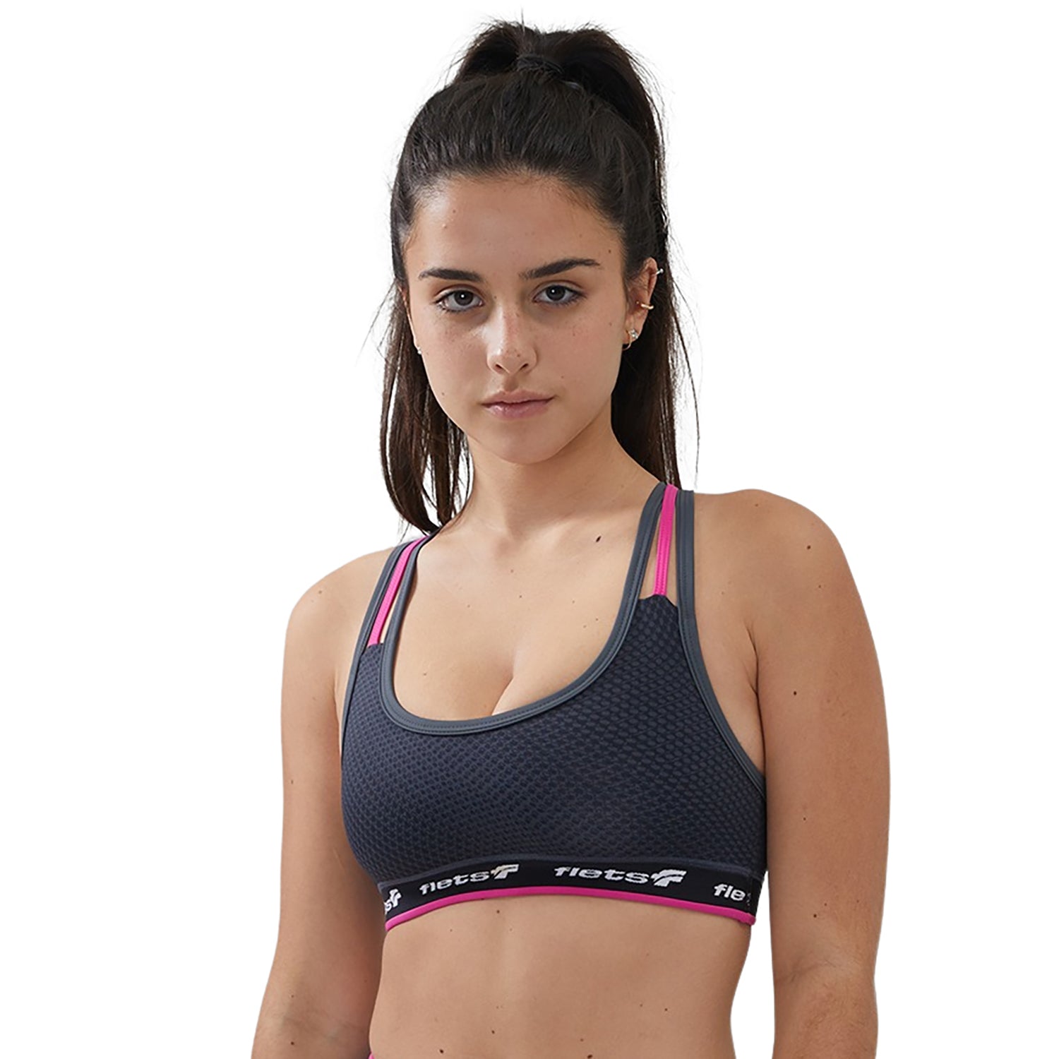 Top Alça Tripla - FFE c/detalhe ROSA l Fem Top Alça Tripla Feminino Compressão Parte de Cima Flets 