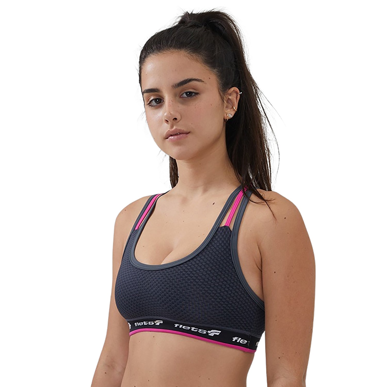 Top Alça Tripla - FFE c/detalhe ROSA l Fem Top Alça Tripla Feminino Compressão Parte de Cima Flets 