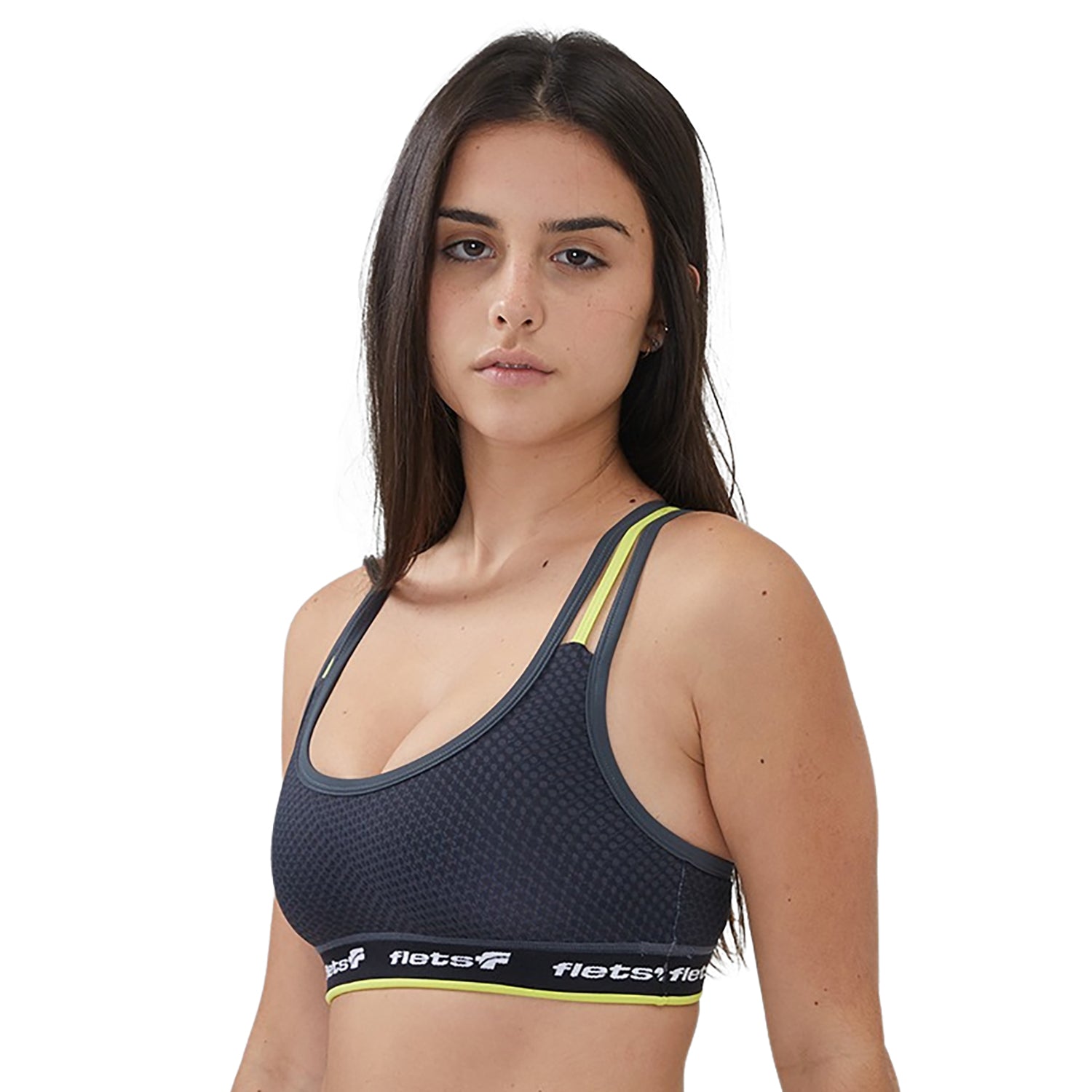 Top Alça Tripla - FFE c/detalhe VERDE l Fem Top Alça Tripla Feminino Compressão Parte de Cima Flets 