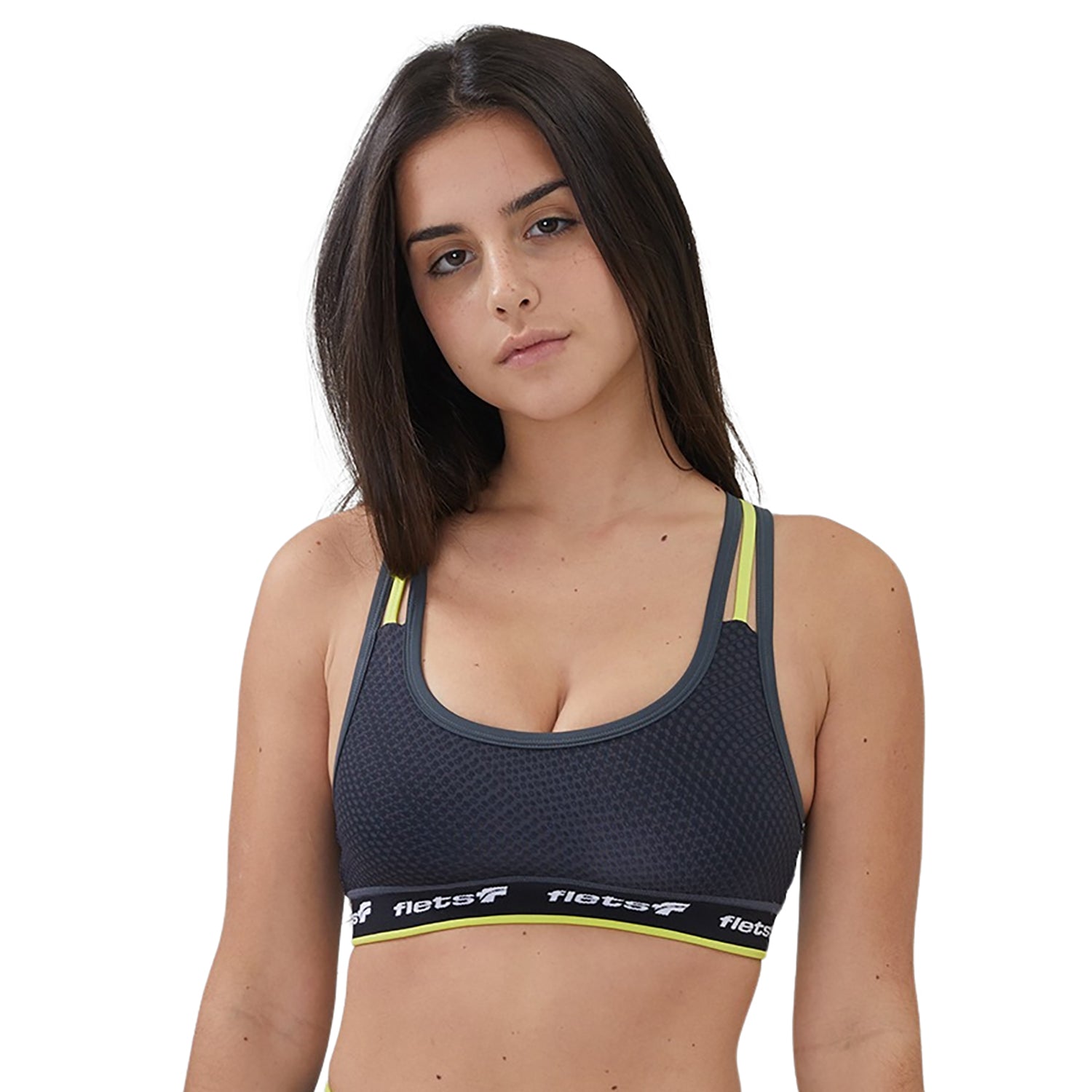 Top Alça Tripla - FFE c/detalhe VERDE l Fem Top Alça Tripla Feminino Compressão Parte de Cima Flets 