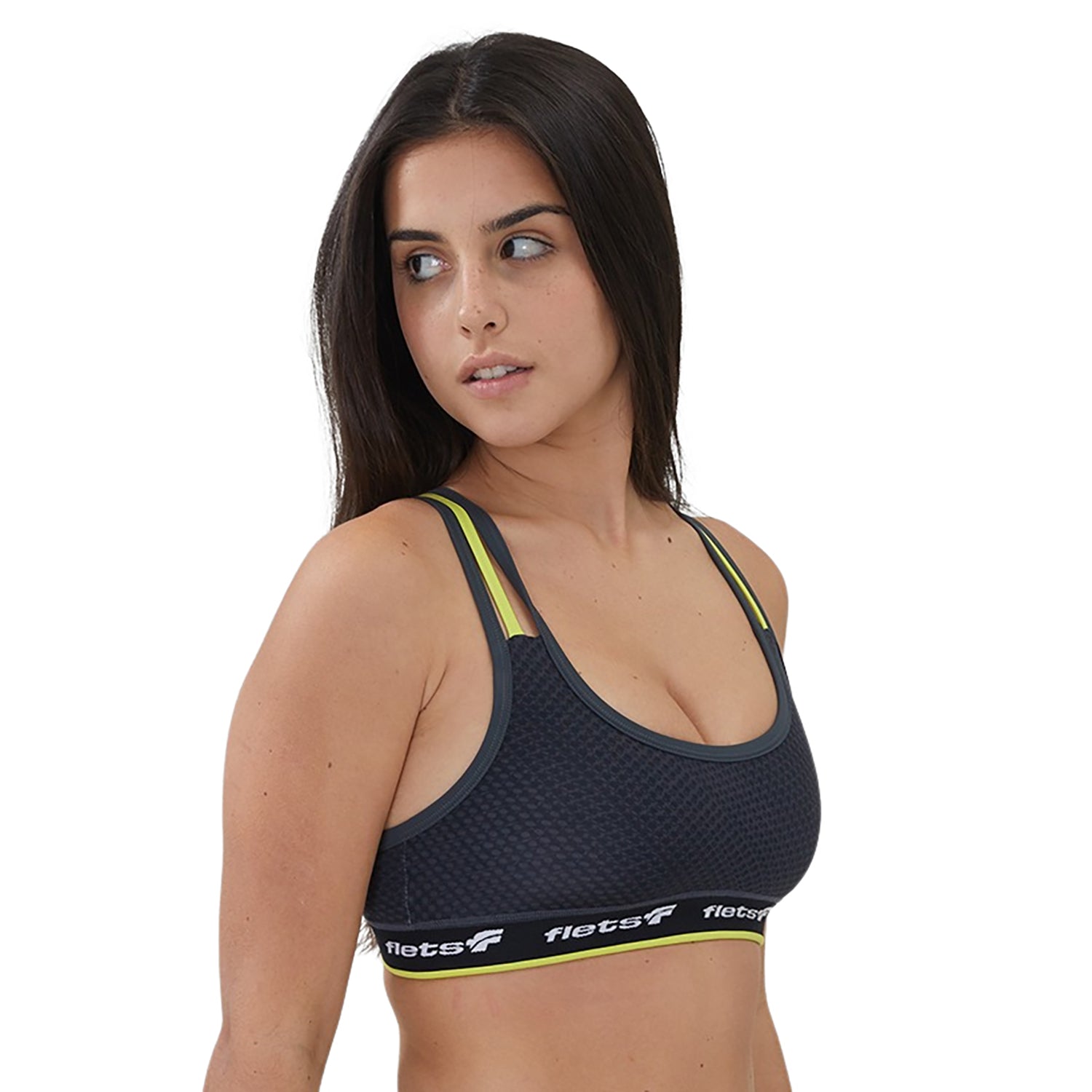 Top Alça Tripla - FFE c/detalhe VERDE l Fem Top Alça Tripla Feminino Compressão Parte de Cima Flets 