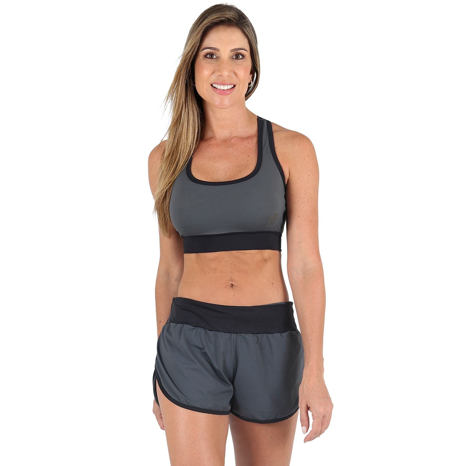 Top Costa Nadador Colors l Estanho e Preto Top costa nadador Feminino Compressão Parte de Cima FLETS 
