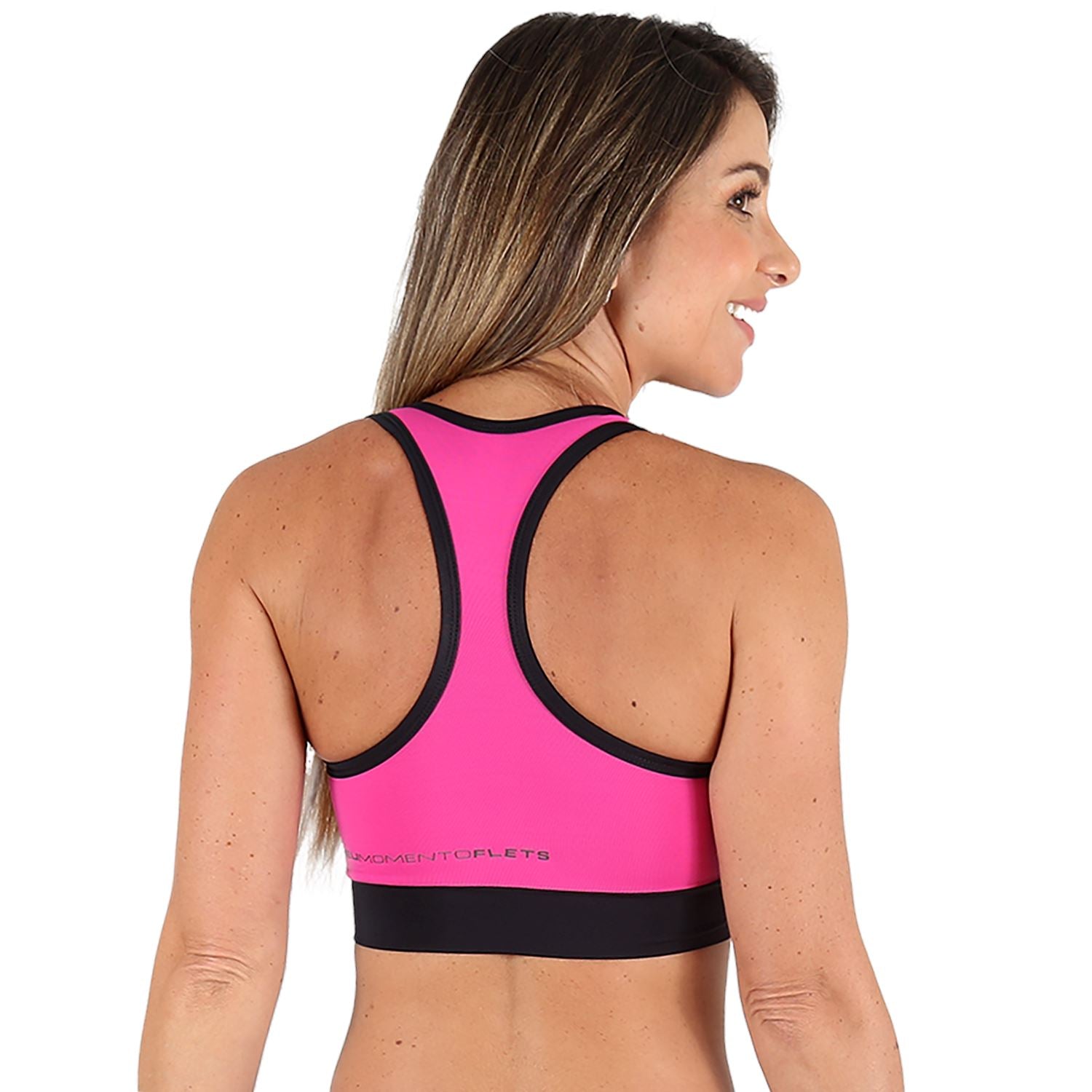 Top Costa Nadador Colors l Rosa e Preto Top costa nadador Feminino Compressão Parte de Cima FLETS 