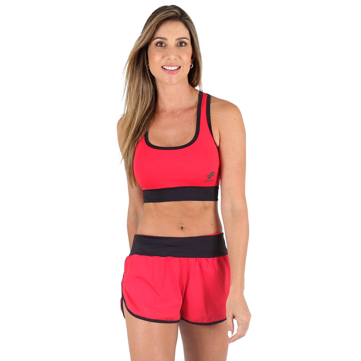 Top Costa Nadador Colors l Vermelho e Preto Top costa nadador Feminino Compressão Parte de Cima FLETS 