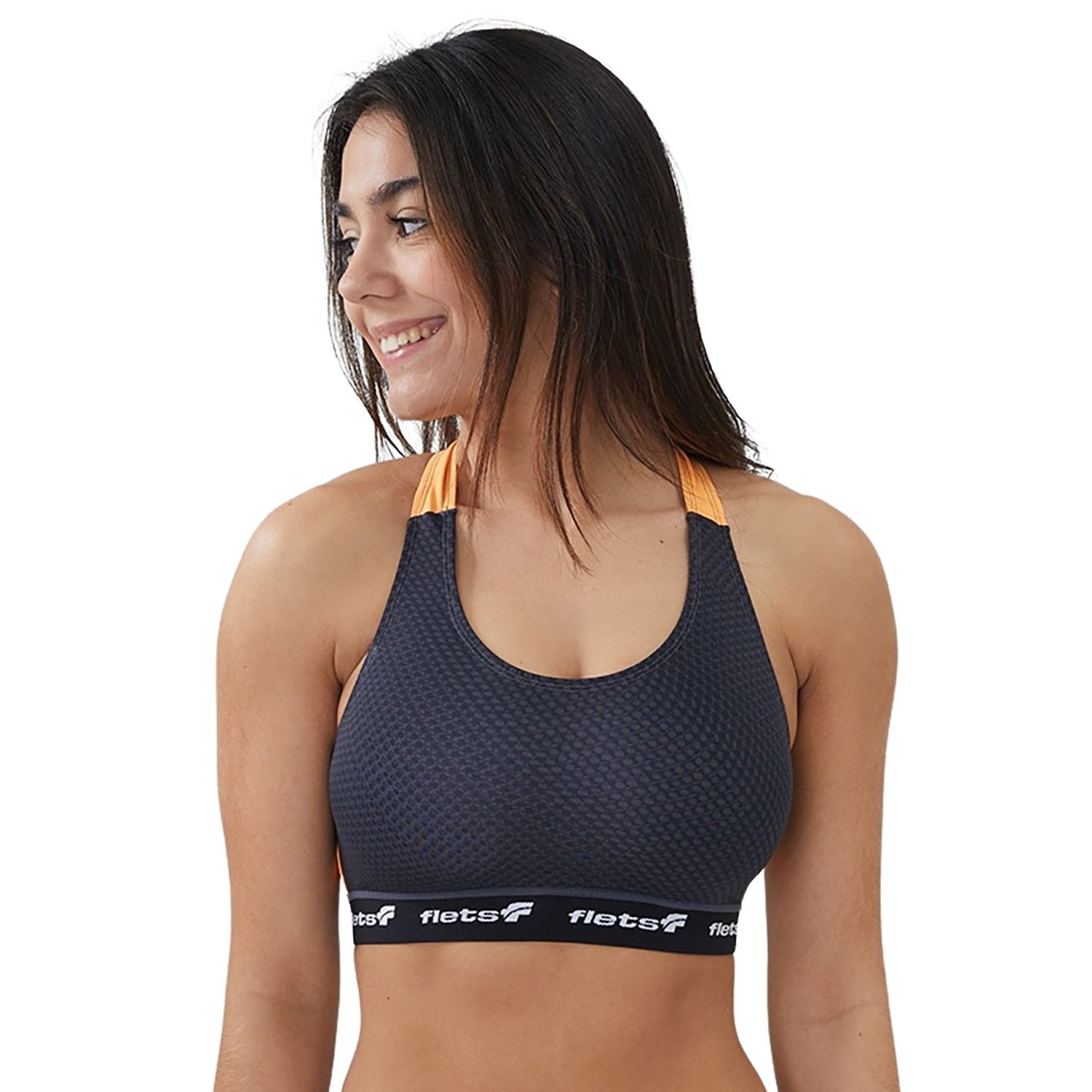 Top Costa Nadador Cós Elástico - FFE c/detalhe LARANJA l Fem Top costa nadador cós elástico Flets 