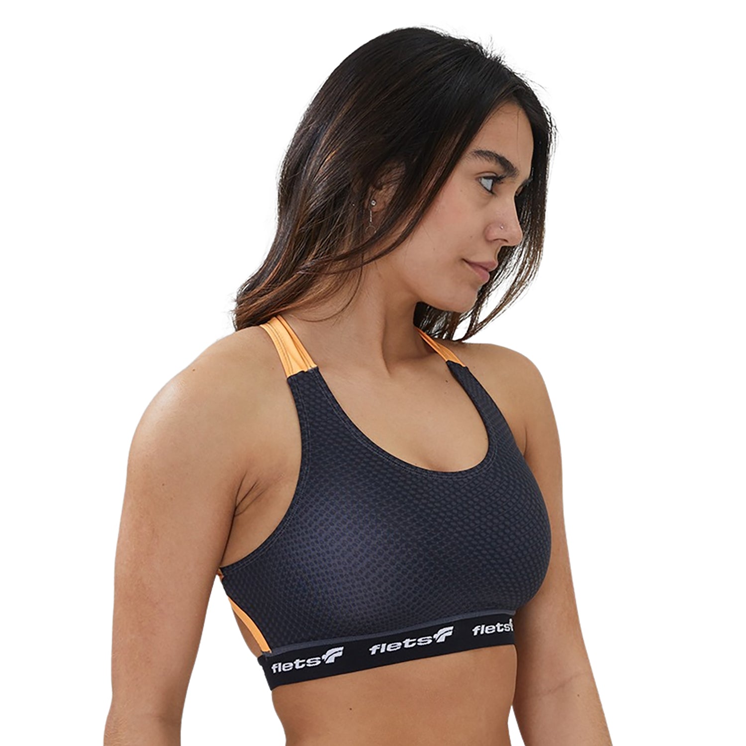 Top Costa Nadador Cós Elástico - FFE c/detalhe LARANJA l Fem Top costa nadador cós elástico Flets 